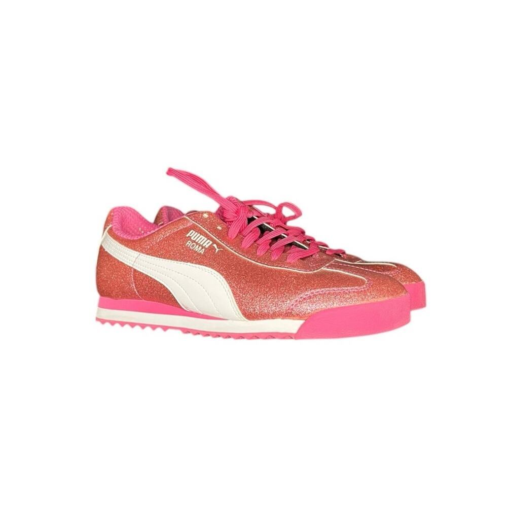 Girls Puma Roma Glam Glitter Sneakers Size 5.5 Pink White - Picture 3 of 6